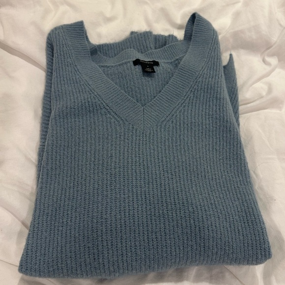 HALOGEN Cozy V-Neck Tunic Sweater - Blue Citadel - Picture 2 of 5